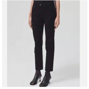 Agolde Merrel Mid Rise Straight Leg Denim Jeans in Axis Black Women size 27 EUC